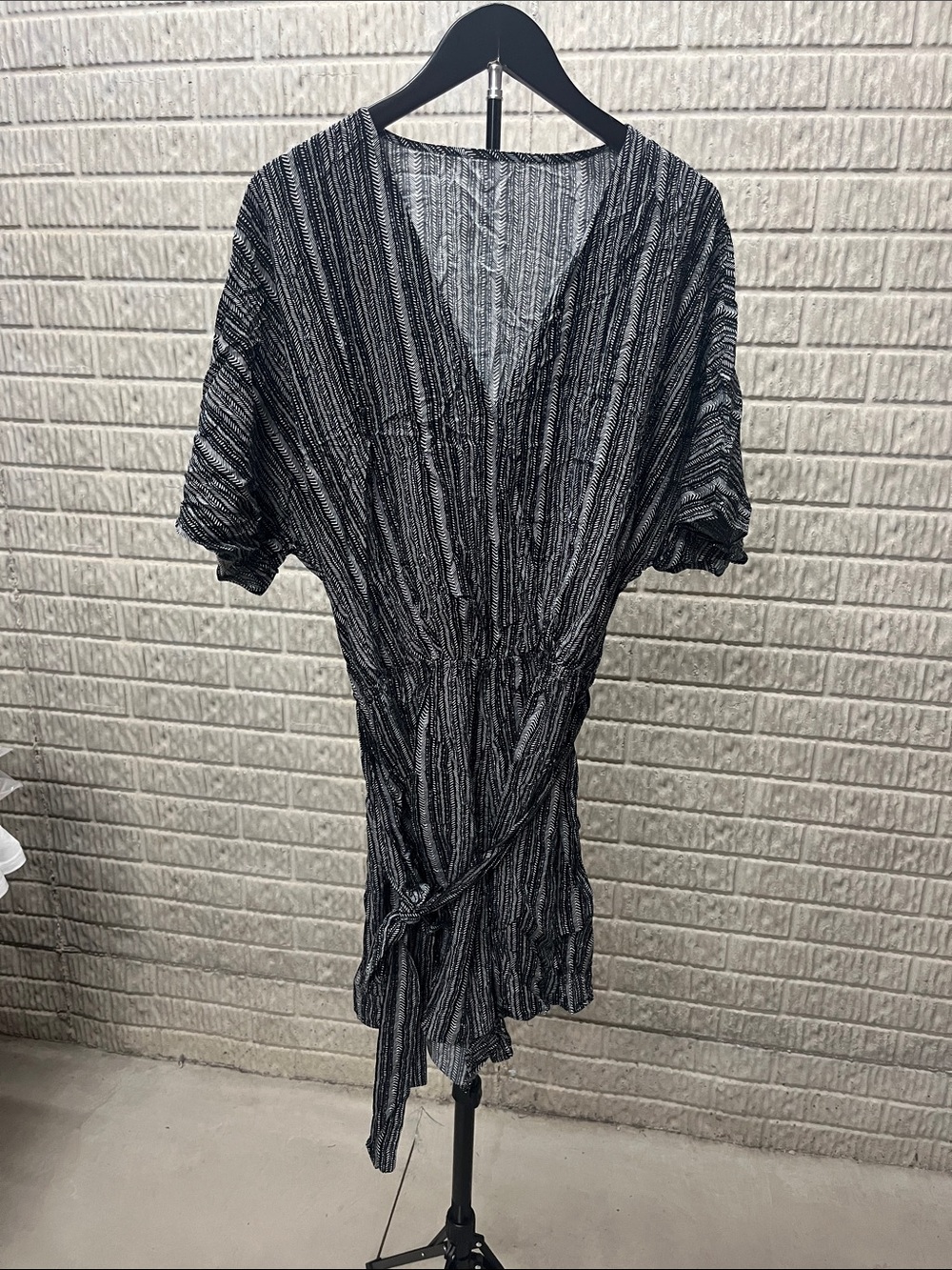 Cupshe Black & White Striped Wrap Jumpsuit